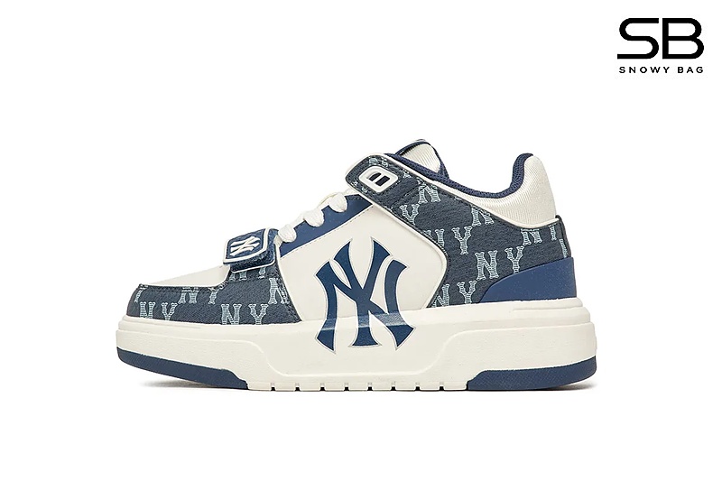 Giày MLB Chunky Liner Mid Monogram NY Xanh Dương phong cách thời trang