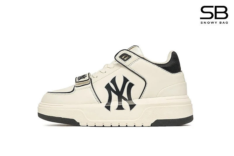 Giày MLB Chunky Liner Mid NY Trắng Đen, phong cách thời thượng