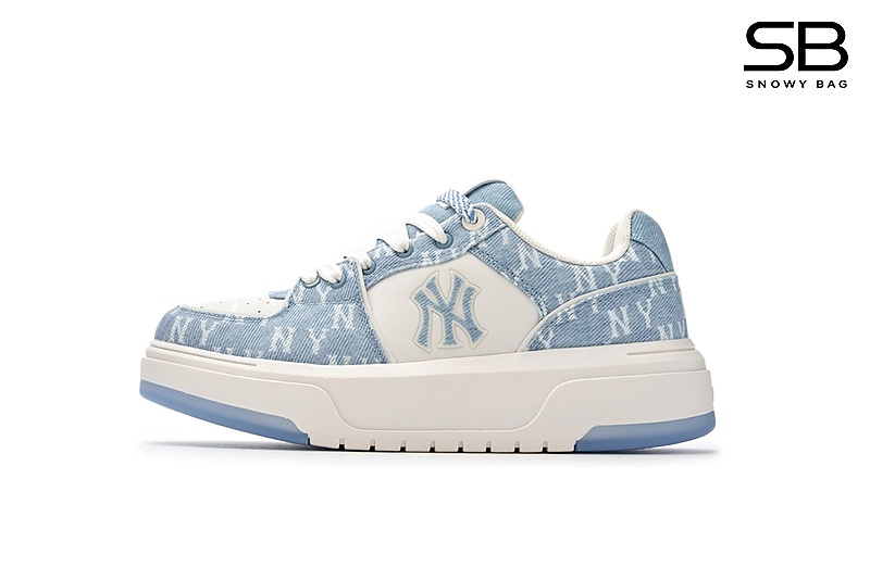 Giày MLB Chunky Liner SL Denim Monogram NY Màu Xanh Dương sang trọng