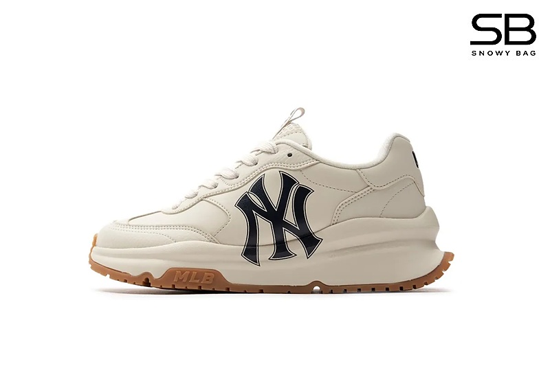 Giày MLB Chunky Runner Basic NY Cream Trắng Đế Nâu thời trang cao cấp