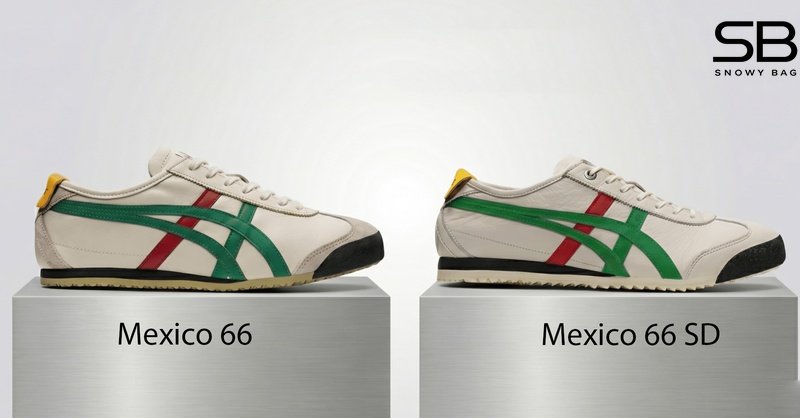 Hình so sánh giữa giày Onitsuka Mexico 66 và Onitsuka Mexico 66 SD