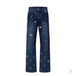 Quần Jean LV Animal Embroidered Denim Pants Họa Tiết Động Vật sang trọng