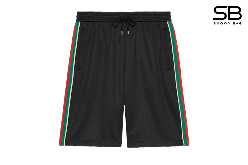 Quần Short Gucci Jacquard Gersey Bermuda Đen Sọc Xanh Đỏ với thiết kế tinh tế