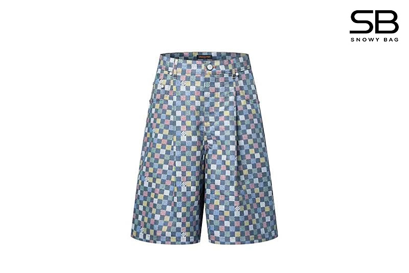 Quần Short LV Damier Wide Chambray thời trang nam cao cấp