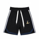 Quần Short LV Đen Lai Xéo Logo 2 Màu Thêu sang trọng