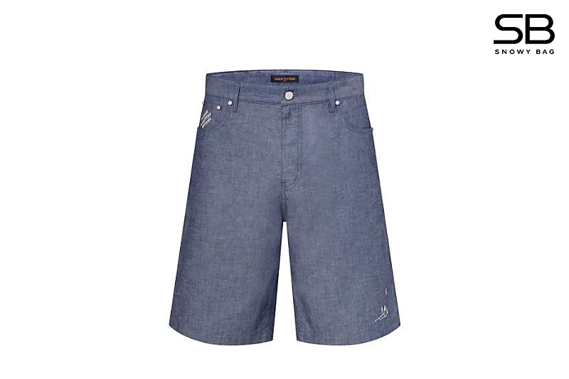 Quần Short LV Embroidered Chambray Short Xanh Dương thời trang cao cấp