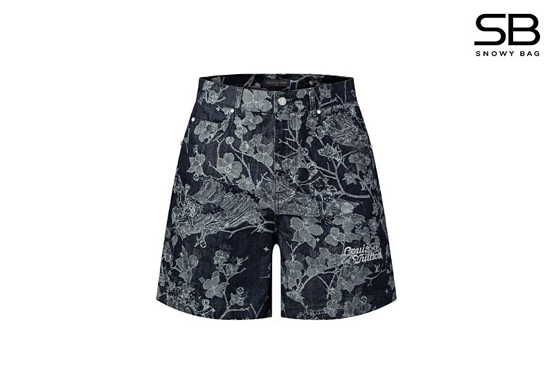 Quần Short LV Jacquard Denim Shorts Màu Xanh Indigo thời trang sang trọng
