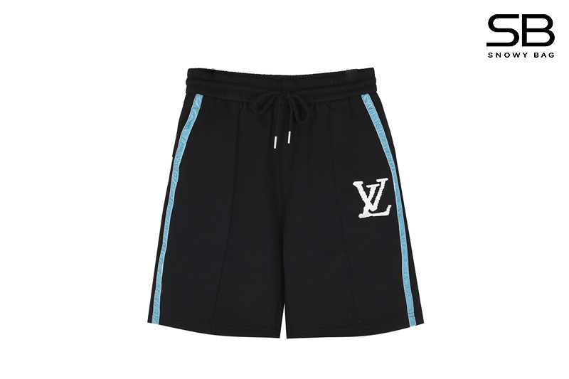 Quần Short LV Xanh Dương Logo Trắng Thêu thời trang cao cấp