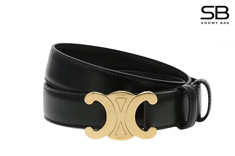 Thắt Lưng Celine Small Triomphe Belt Gold Buckle Black Box Leather sang trọng