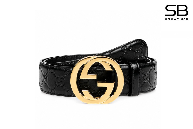 Thắt Lưng Gucci Black Guccissima Interlocking G Gold Buckle Belt Đen Khóa Vàng sang trọng