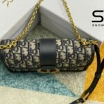 Túi Dior 30 Montaigne East-West Bag With Chain Blue Oblique Jacquard sang trọng