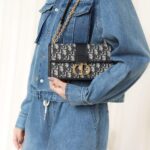 Túi Dior 30 Montaigne East-West Bag With Chain Blue Oblique Jacquard sang trọng