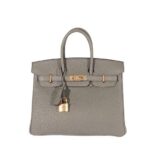 Túi Hermes Birkin 25 Gris Alphate Togo GHW Xám Da Nhập Khâu Tay sang trọng