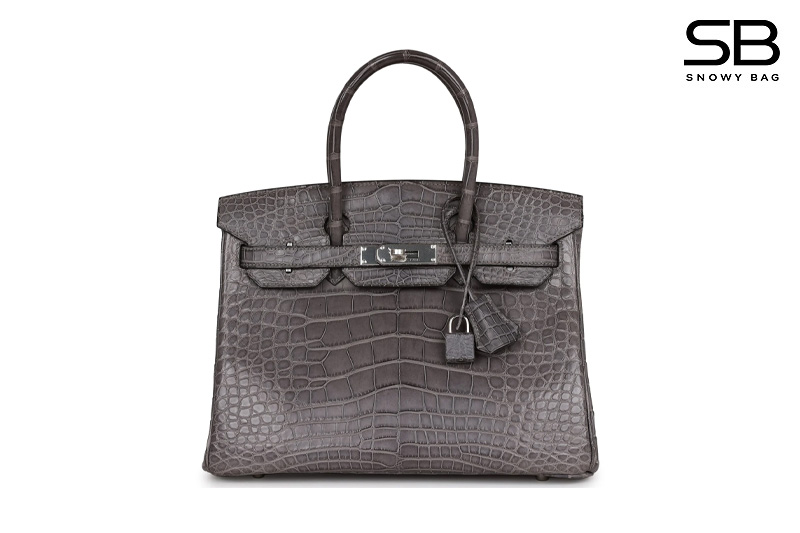 Túi Hermes Birkin 30 Gris Etain Crocodile PHW sang trọng và đẳng cấp