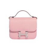 Túi Hermes Constance 18 Sakura Box Calfskin PHW Hồng Khâu Tay sang trọng
