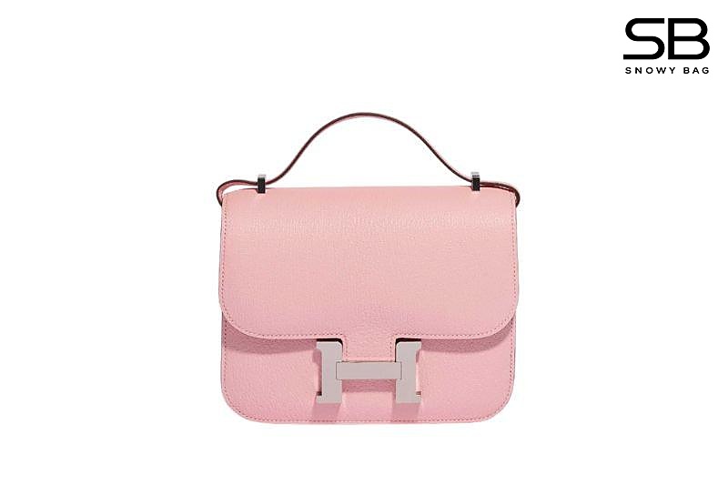 Túi Hermes Constance 18 Sakura Box Calfskin PHW Hồng Khâu Tay sang trọng