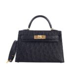Túi Hermes Kelly 20 Mini II Black Ostrich Gold Hardware Đen sang trọng