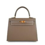 Túi Hermes Kelly 25 Etoupe Epsom GHW Nâu Da Nhập Khâu Tay sang trọng