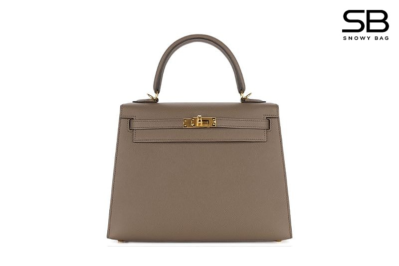 Túi Hermes Kelly 25 Gris Etain Epsom GHW Da Nhập May Tay sang trọng