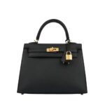 Túi Hermes Kelly 25 Noir Black Epsom GHW Màu Đen Da Nhập Khâu Tay