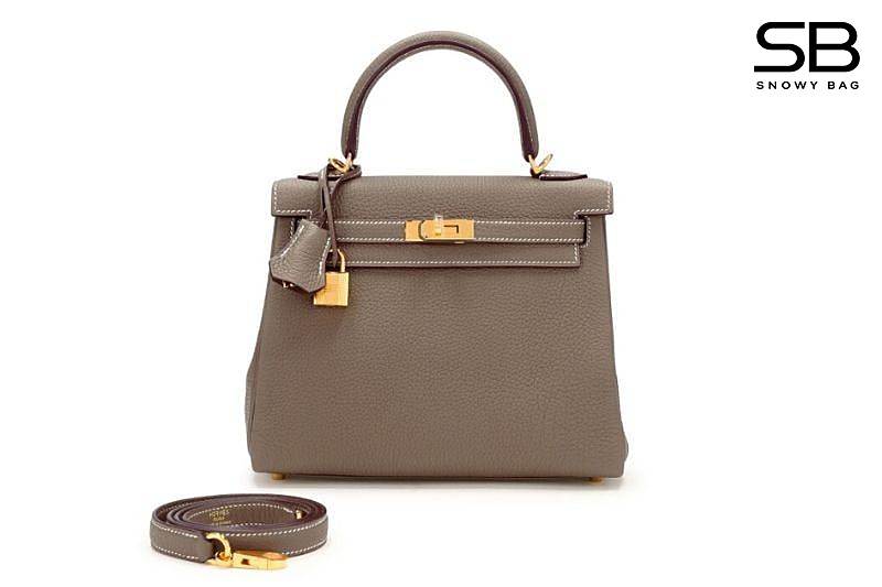 Túi Hermes Kelly 25 Togo Retourn Etoupe GHW Nâu Da Nhập Khâu Tay sang trọng
