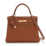 Túi Hermes Kelly 28 Retourne Gold Togo GHW Da Nhập Khâu Tay sang trọng