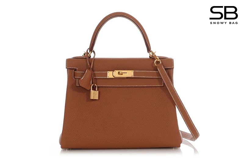 Túi Hermes Kelly 28 Retourne Gold Togo GHW Da Nhập Khâu Tay sang trọng
