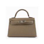 Túi Hermes Kelly Mini II 20 Etoupe Epsom PHW Màu Xám sang trọng