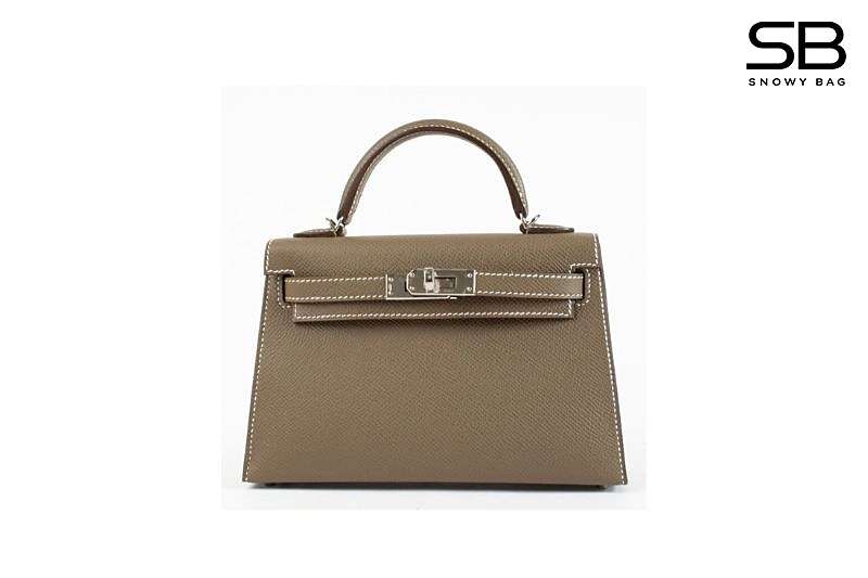 Túi Hermes Kelly Mini II 20 Etoupe Epsom PHW Màu Xám sang trọng