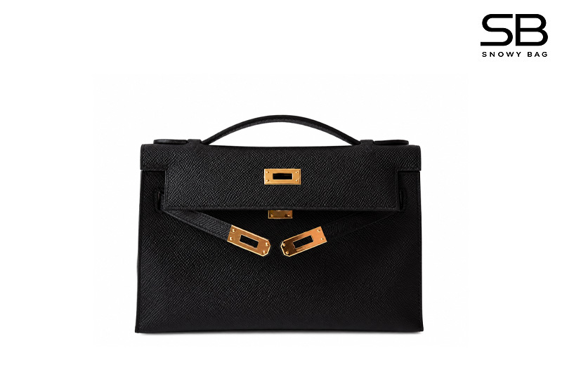 Túi Hermes Kelly Pochette 22 Noir Black Epsom GHW sang trọng