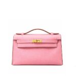 Túi Hermes Kelly Pochette 22 Rose Confetti Epsom Hồng GHW sang trọng