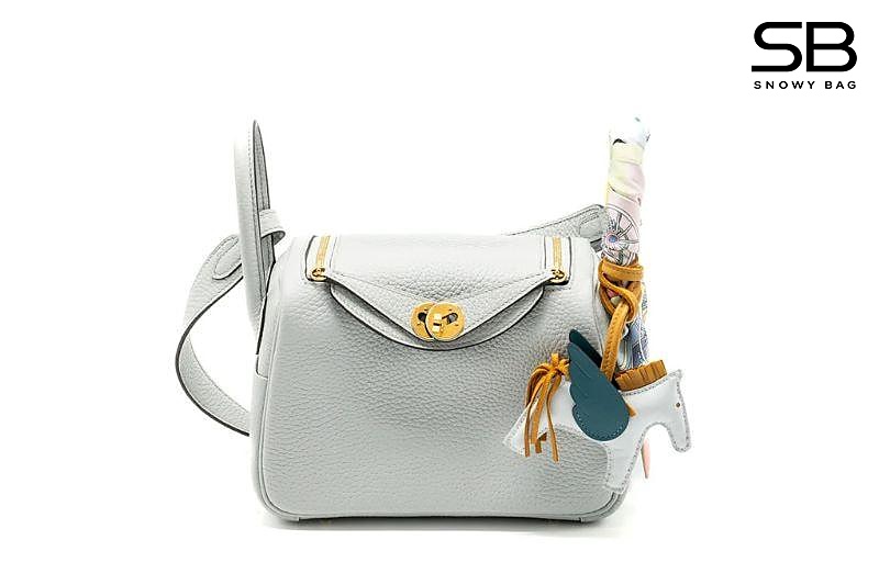 Túi Hermes Lindy 19 Blue Pale Clement GHW Da Nhập Khâu Tay sang trọng