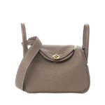 Túi Hermes Lindy 19 Etoupe Grey Clement GHW màu xám da nhập khâu tay
