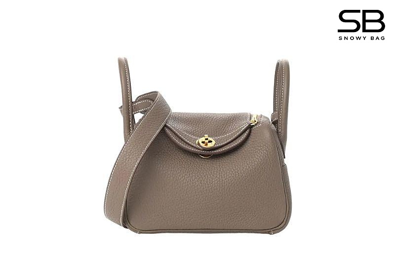 Túi Hermes Lindy 19 Etoupe Grey Clement GHW màu xám da nhập khâu tay