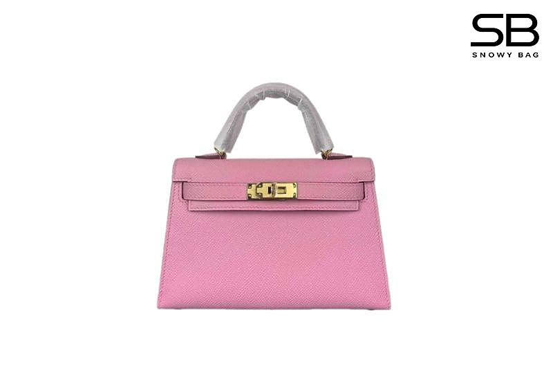 Túi Hermes Mini Kelly II 20 Bubble Gum Epsom GHW Hồng Khâu Tay sang trọng
