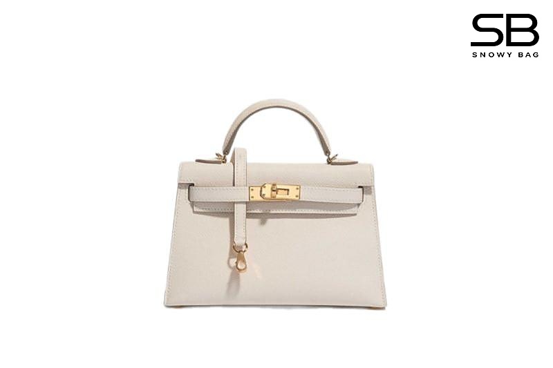 Túi Hermes Mini Kelly II 20 Craie Epsom GHW màu kem khâu tay sang trọng