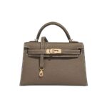 Túi Hermes Mini Kelly II 20 Etoupe Epsom GHW Xám sang trọng