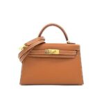 Túi Hermes Mini Kelly II 20 Gold Epsom GHW Màu Nâu Thủ Công sang trọng