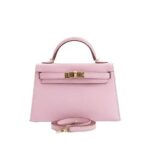 Túi Hermes Mini Kelly II 20 Mauve Sylvestry Epsom GHW Hồng Tím Khâu Tay đẹp sang trọng