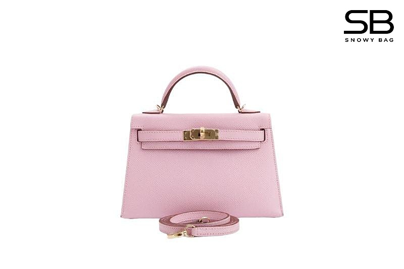 Túi Hermes Mini Kelly II 20 Mauve Sylvestry Epsom GHW Hồng Tím Khâu Tay đẹp sang trọng