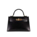 Túi Hermes Mini Kelly II 20 Noir Box Black GHW Khâu Tay sang trọng
