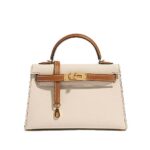 Túi Hermes Mini Kelly II Craie Gold Epsom GHW Màu Kem Nâu sang trọng