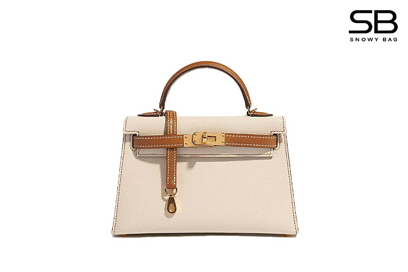 Túi Hermes Mini Kelly II Craie Gold Epsom GHW Màu Kem Nâu sang trọng