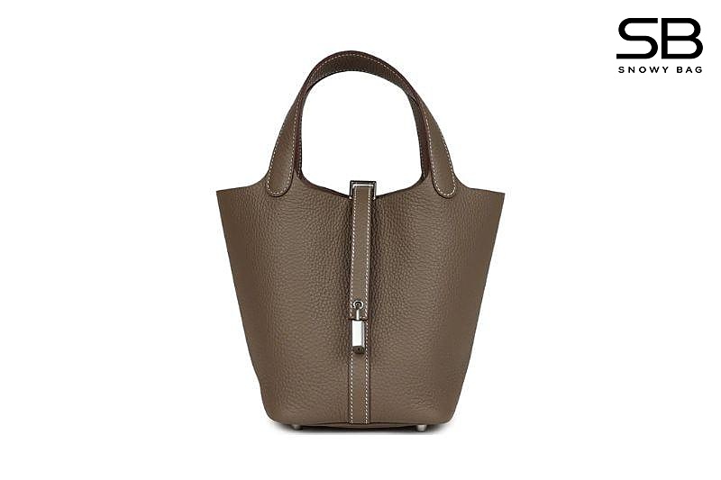 Túi Hermes Picotin 18 Etoupe Grey TC Leather SHW màu xám sang trọng