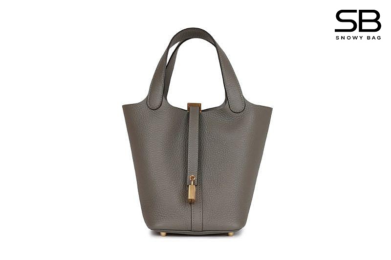 Túi Hermes Picotin 18 Gris Meyer TC Leather GHW Màu Xám Da Nhập