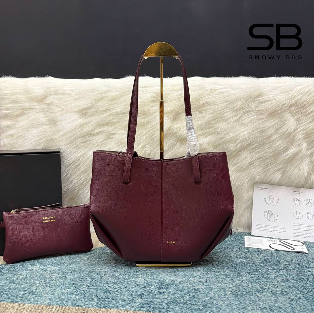 Túi Polene Cyme Mini Edition Textured Black Cherry Màu Đỏ - hình 2