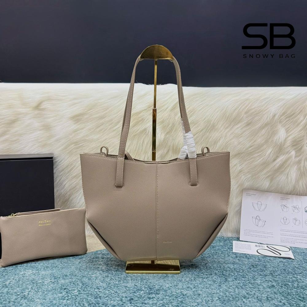 Túi Polene Cyme Mini Edition Textured Taupe Màu Xám - hình 2
