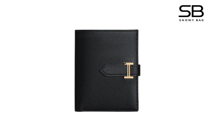 Ví Hermes Bearn Compact Wallet Noir Epsom GHW Đen Khóa Vàng sang trọng