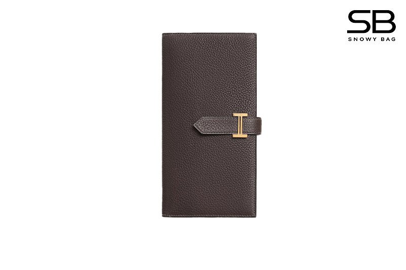 Ví Hermes Bearn Long Wallet Ébène Togo GHW Nâu Đất - hình 1