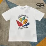 Áo Thun LV Printed Short-Sleeved Cotton T-Shirt White Seashells Trắng góc nghiêng chi tiết